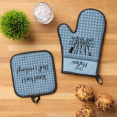 ブルーバッファロープレイド父の日 – シェフ 鍋つかみ&鍋敷きセット (トップダウン)