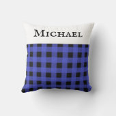 ブルーバッファロープレイド素朴チェッパターン(の模様が)あるク クッション (裏面)