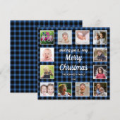 ブルーバッファロープレイド12フォトコラージュクリスマス シーズンカード (正面/裏面)