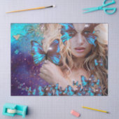 ブルーバテラフライ美しいイン自然ティッシュペーパー 薄葉紙 (クラフト)