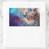 ブルーバテランフライ美しいメイクアップアーティスト 長方形シール (バッグ)