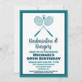 ブルーバドミントンパーティースポーツBBQ誕生日 招待状 (正面)
