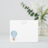 ブルーバニーインホットエアバルーン男の赤ちゃん サンキューカード (スタンド正面)