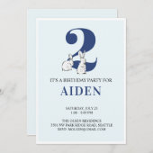 ブルーバニーセカンド誕生日招待状 招待状 (正面/裏面)