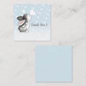 ブルーバニーハート紙吹雪ありがとうノートカード ノートカード (正面/裏面)