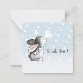 ブルーバニーハート紙吹雪ありがとうノートカード ノートカード