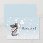 ブルーバニーハート紙吹雪フラットサンキューカード サンキューカード (正面/裏面)