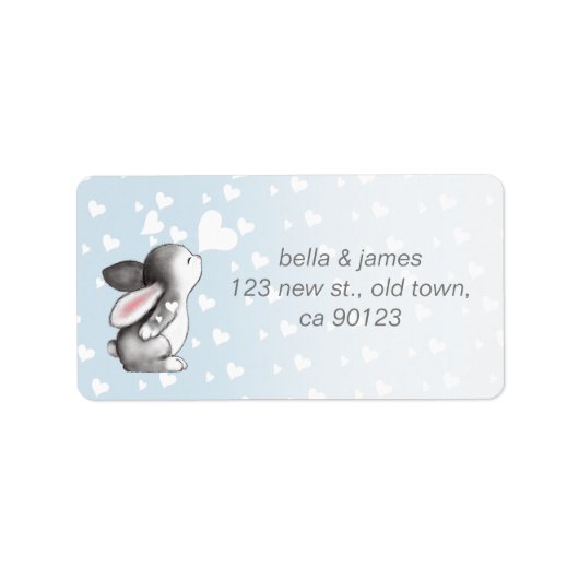 ブルーバニーハート紙吹雪住所 シール (正面)