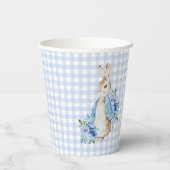 ブルーバニープレイドベビーパーソナライズされたシャワー 紙コップ (裏面)