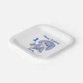 ブルーバニーボーイズ1st誕生日パーソナライズ名年齢 ペーパープレート (傾斜あり)