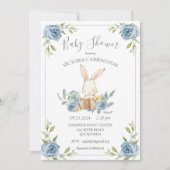 ブルーバニーラビットボーイ赤ちゃんシャワー 招待状 (正面)