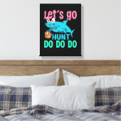 ブルーバニー耳シャークイースターエッグ狩り キャンバスプリント (インサイチュ (寝室))