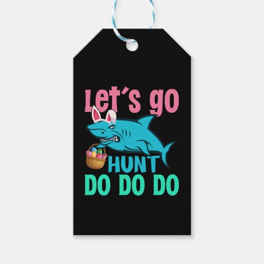 ブルーバニー耳シャークイースターエッグ狩り ギフトタグ (正面)