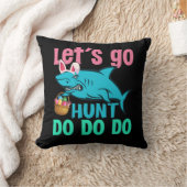 ブルーバニー耳シャークイースターエッグ狩り クッション (ブランケット)