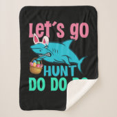 ブルーバニー耳シャークイースターエッグ狩り シェルパブランケット (正面)