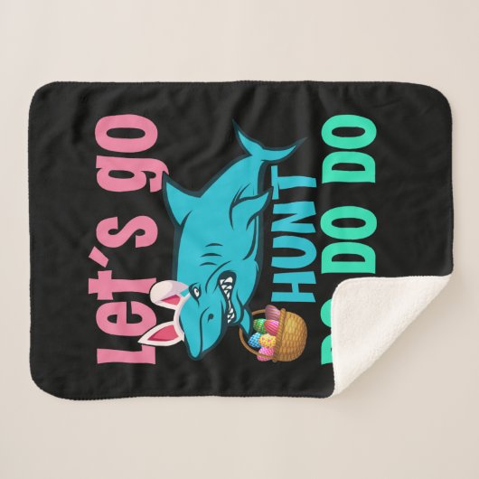 ブルーバニー耳シャークイースターエッグ狩り シェルパブランケット (正面(横))