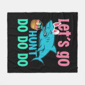 ブルーバニー耳シャークイースターエッグ狩り フリースブランケット (正面(横))