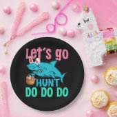 ブルーバニー耳シャークイースターエッグ狩り ペーパープレート (パーティー)