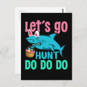 ブルーバニー耳シャークイースターエッグ狩り ポストカード (正面/裏面)