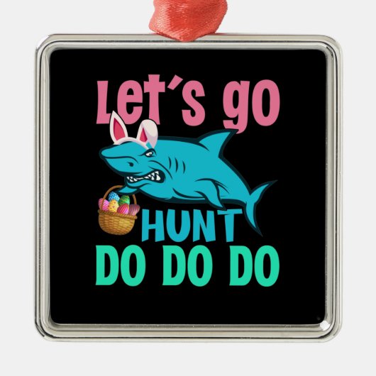 ブルーバニー耳シャークイースターエッグ狩り メタルオーナメント (正面)