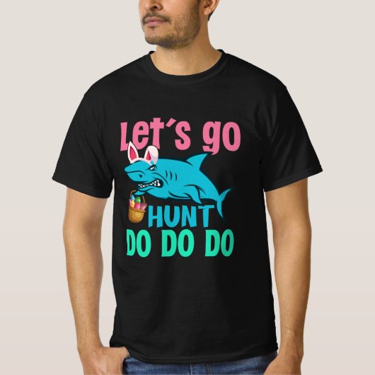 ブルーバニー耳シャークイースターエッグ狩り Tシャツ (正面)