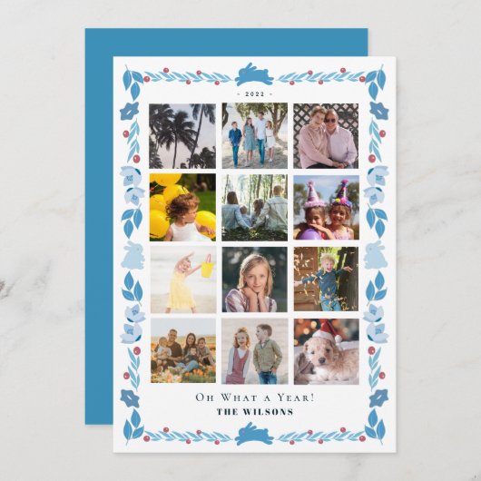 ブルーバニー フォークアート 1年を振り返って 12枚の写真 シーズンカード (正面/裏面)