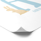 ブルーバパーソナライズされたニーイニシャル子供部屋プリント ポスター (角)