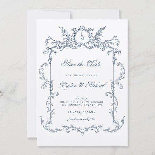 ブルーバフランスのロ華美ーク・モノグラム日付を保存 セーブザデート (正面)