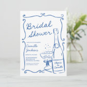 ブルーバブリーブライダルシャワーシャンパンブランチ招待状 招待状 (スタンド正面)