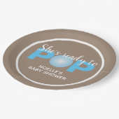 ブルーバブルガムポップ・アートのの赤ちゃんシャワー準備 ペーパープレート (アングル)