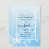 ブルーバブルスターフィッシュビーチ結婚式招待状 招待状 (正面/裏面)