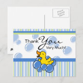 ブルーバブルダッキー（アヒルちゃん）サンキューカード ポストカード (正面/裏面)