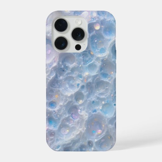 ブルーバブルテクスチャiPhone 15 Proケース - エステティック iPhoneケース (裏面)
