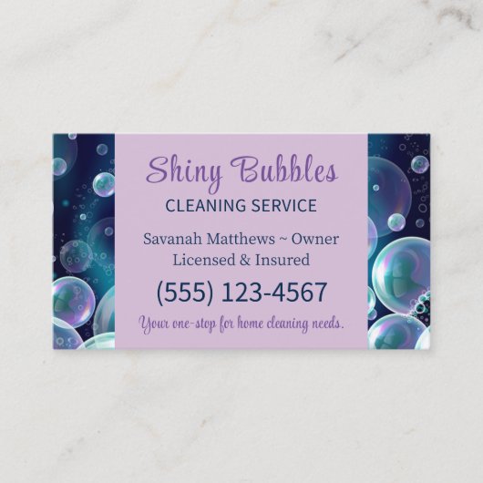 ブルーバブルデザインハウスクリーニングサービススクエア 名刺 (正面)