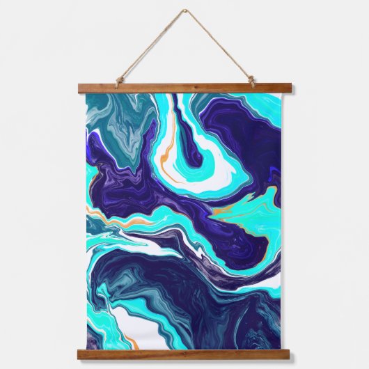 ブルーバブルデジタル流体アートぶら下がったのタペストリー 吊り下げ型タペストリー (正面2)