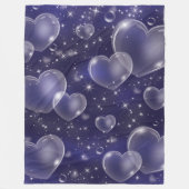 ブルーバブルハートガーリーキュート90年代スタイル フリースブランケット (正面)