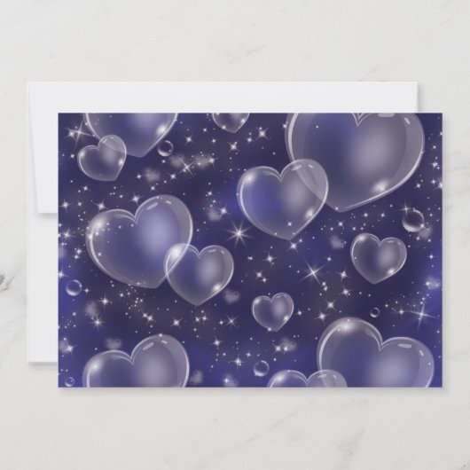 ブルーバブルハートガーリーキュート90歳の誕生日パーティー 招待状 (裏面)