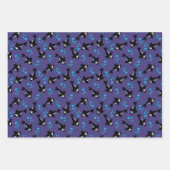 ブルーバブルパープルブルーの背景を持つOrca Whale ラッピングペーパーシート (正面)