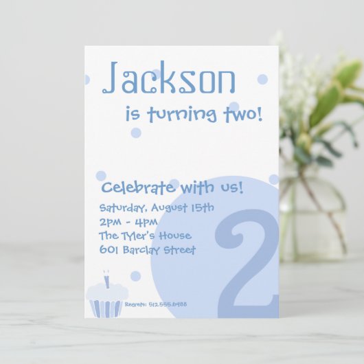 ブルーバブル招待状、2歳目の誕生日 招待状 (スタンド正面)