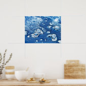 ブルーバブル氷と水の抽象芸術ポスター ポスター (キッチン)