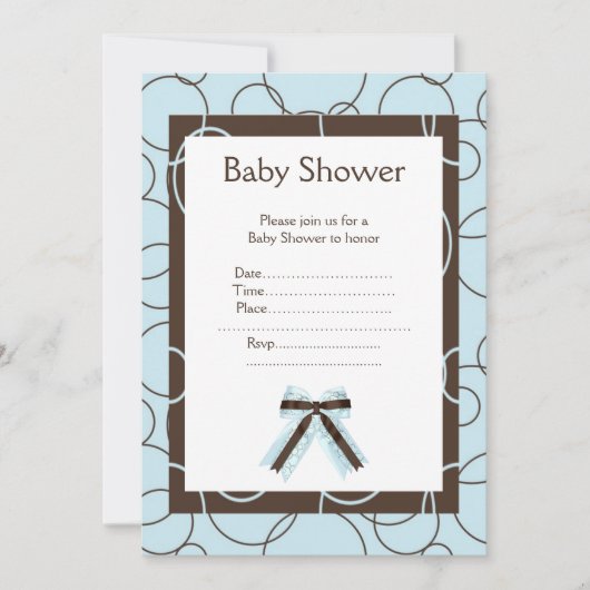 ブルーバブル赤ちゃんシャワーの招待状 招待状 (正面)