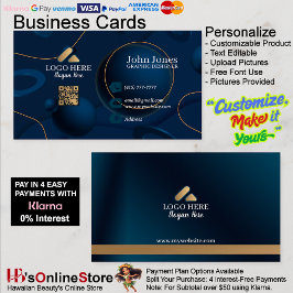 ブルーバブルQRコード名刺26 Pack of 100 名刺