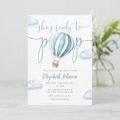 ブルーバポップ・アートのルーンボーイQRコード写真ベビーシャワー 招待状 (スタンド正面)