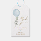 ブルーバモダンルーンユーカリ男の赤ちゃんありがとう ギフトタグ (正面)