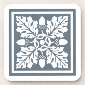 ブルーバヨックスアコーンアンドリーフタイルデザイン コースター (正面)