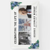 ブルーバラお祝いオブライフ3写真葬 横断幕 (縦)