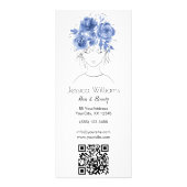 ブルーバラかわいい女の子の髪の美しい価格表QR ラックカード (裏面)