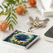 ブルーバラつる植物1スクエア キーホルダー (側面)