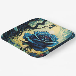 ブルーバラつる植物1 ペーパープレート