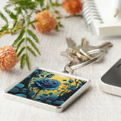 ブルーバラつる植物2スクエア キーホルダー (側面)